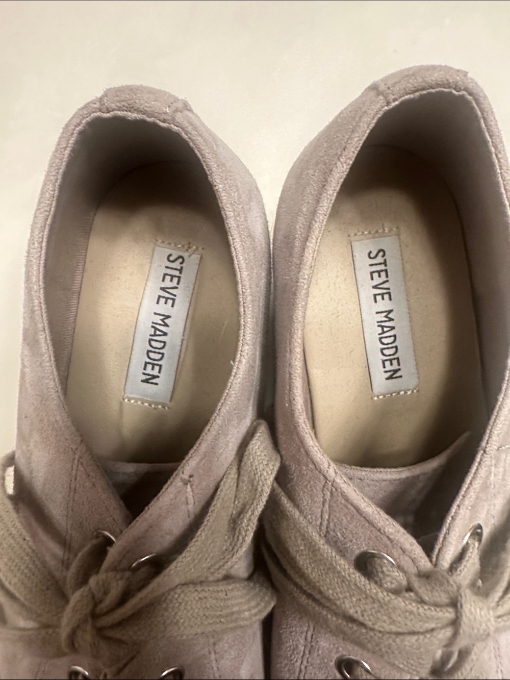 Steve Madden Women's Suede Lace-Up Sneakers in Light Taupe - Picture 3 of 6